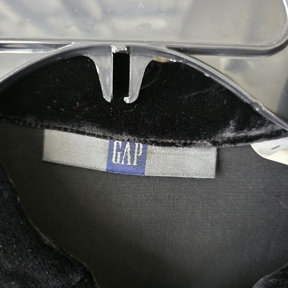 VTG Gap Velvet Tunic Top Women Sz L Black Button Up Long Sleeve Y2k 90s - Picture 7 of 10